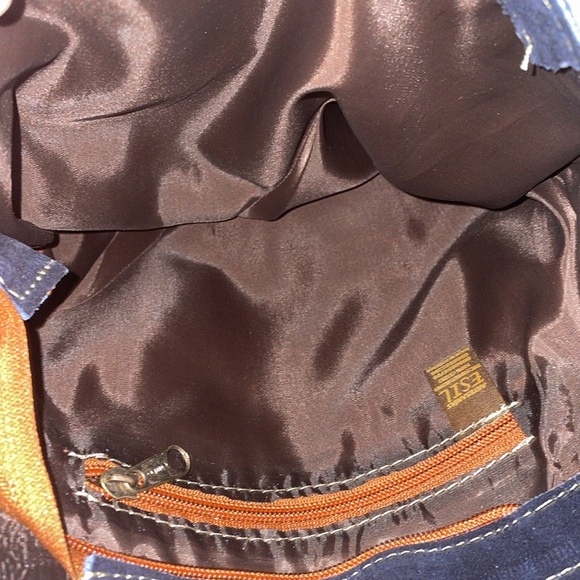 ESIL Artisan Leather Suede Slim Floral Backpack - Picture 8 of 8